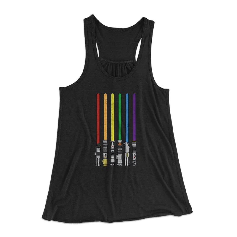 women’s casual jackets for fall and winter -Lightsaber Color Rainbow Women's Flowey Tank Top