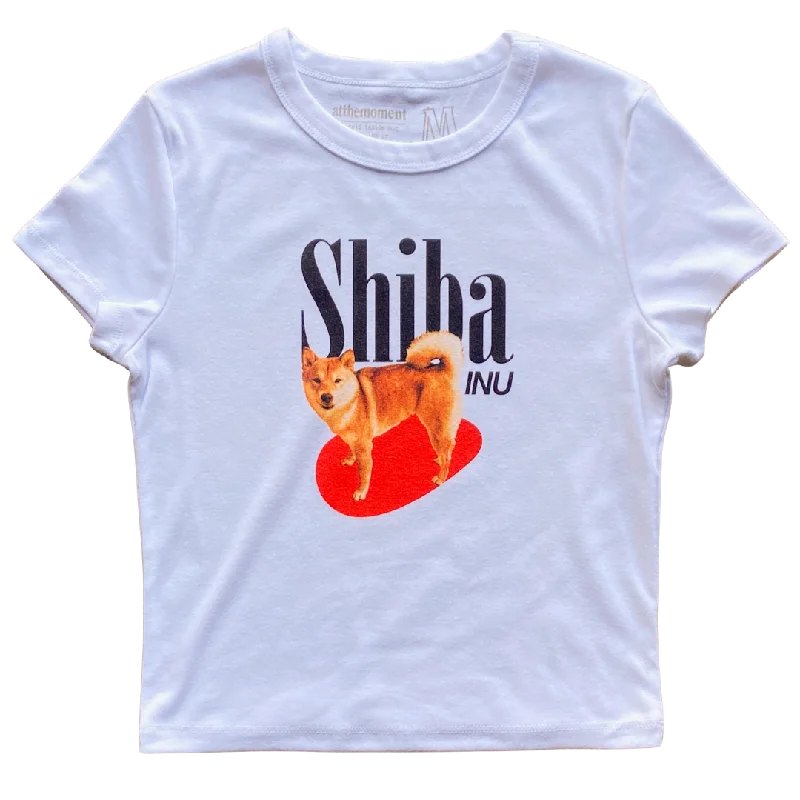 elegant women’s tunic tops for evening wear -Shiba Inu v1 Women's Baby Rib