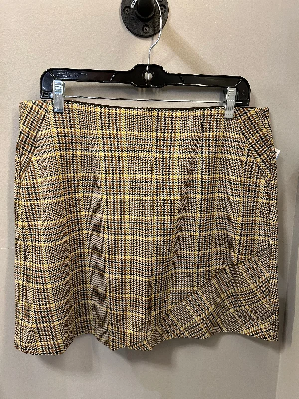 stylish women’s skirts for office wear -Skirt Mini & Short By Cabi In Brown & Yellow, Size: 12