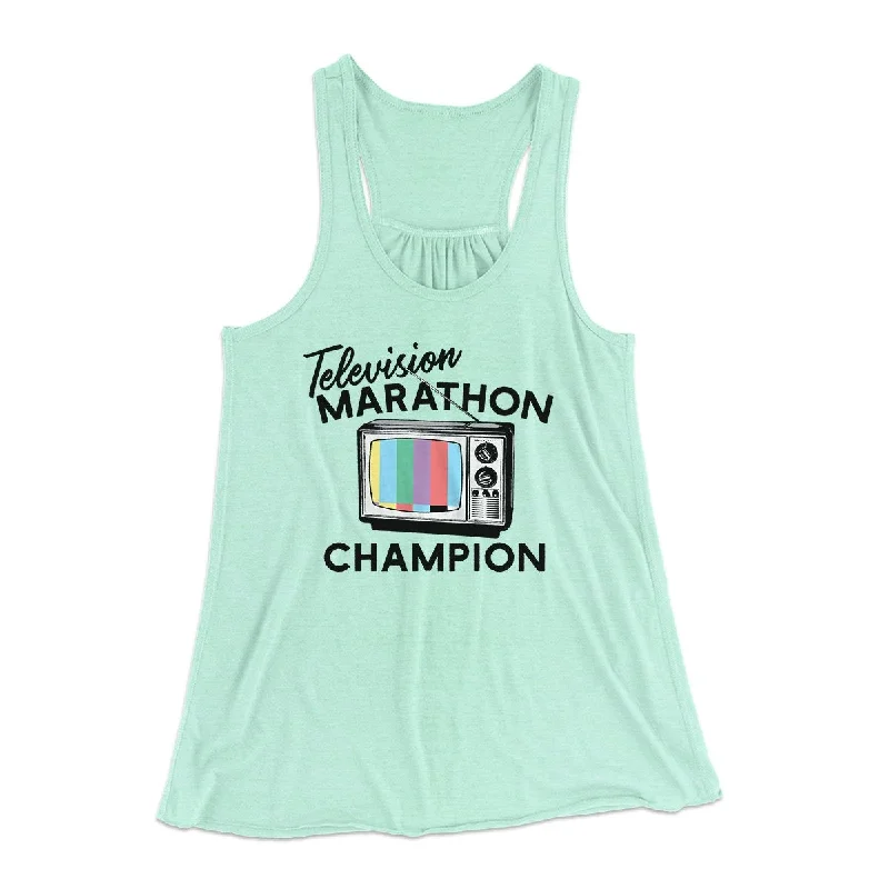 trendy women’s clothing for 2025 -Television Marathon Champion Funny Women's Flowey Tank Top