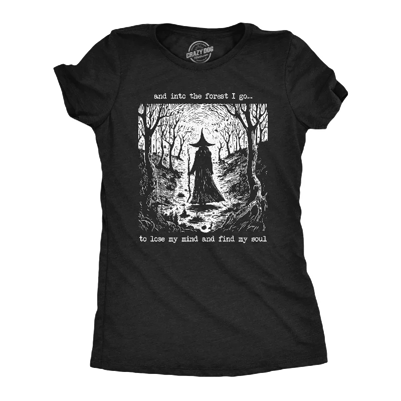 luxury women’s fashion dresses for special occasions -Womens And Into The Forest I Go To Lose My Mind And Find My Soul T Shirt Funny Creepy Witch Tee For Ladies