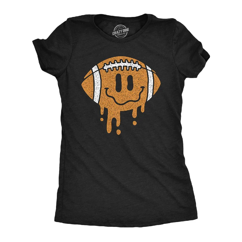 women’s skirts for stylish office wear -Womens Dripping Football Smile Funny T Shirts Sports Graphic Tee For Ladies