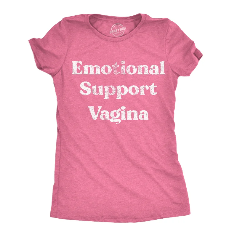 trendy women’s boots for fall fashion -Womens Emotional Support Vagina Funny T Shirts Adult Graphic Tee For Ladies