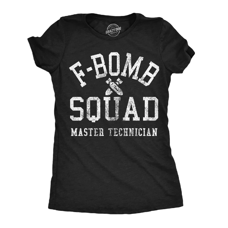 classic women’s jeans for casual outfits -Womens F Bomb Squad Funny Graphic Tees Swear Word Sarcastic Shirt For Ladies