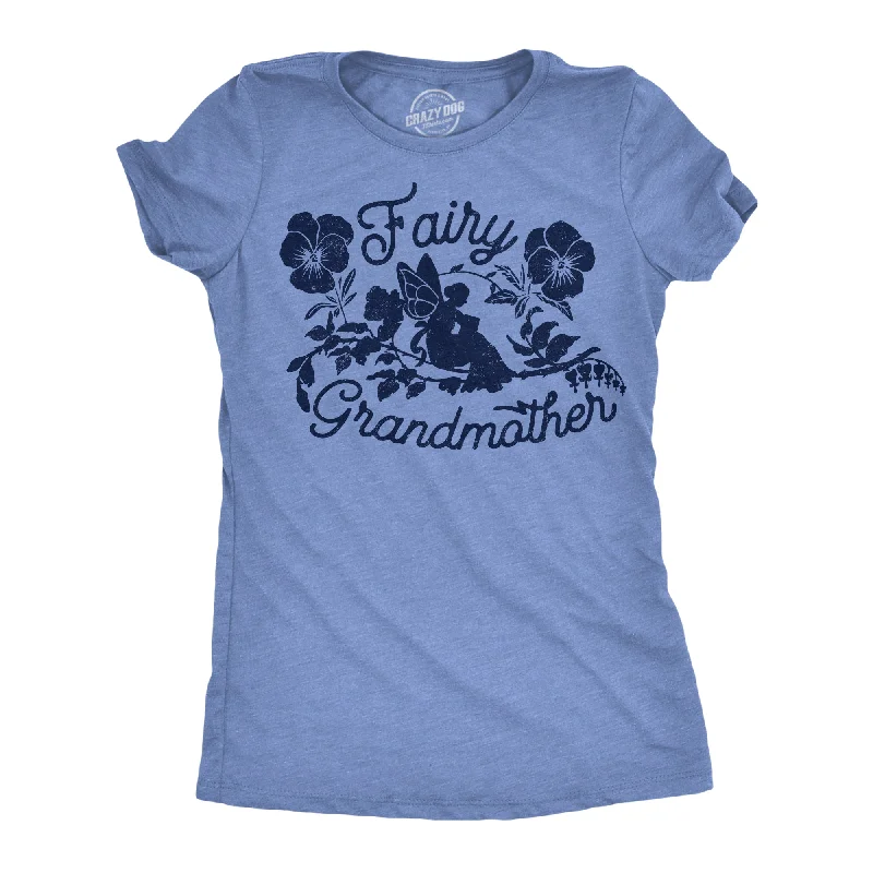 women’s elegant tops for date nights -Womens Fairy Grandmother Funny T Shirts Cute Mothers Day Gift Tee For Ladies