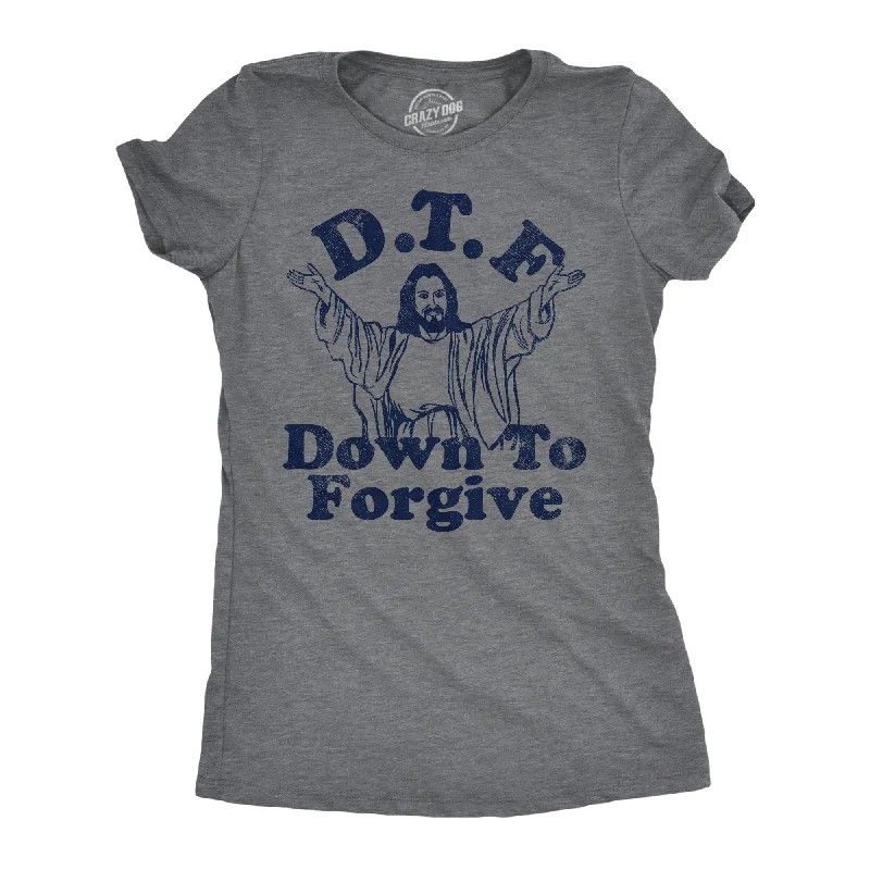 chic women’s handbags for every outfit -Womens Funny T Shirts DTF Down To Forgive Sarcastic Religious Tee For Ladies