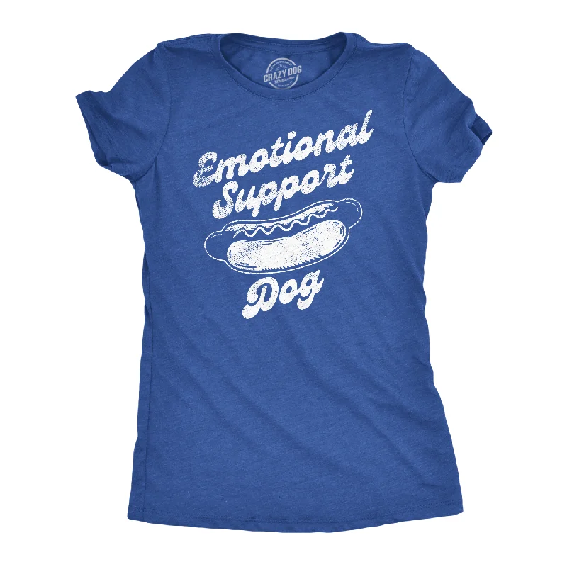 cozy women’s knit sweaters for cold weather -Womens Funny T Shirts Emotional Support Dog Sarcastic Hotdog Graphic Tee