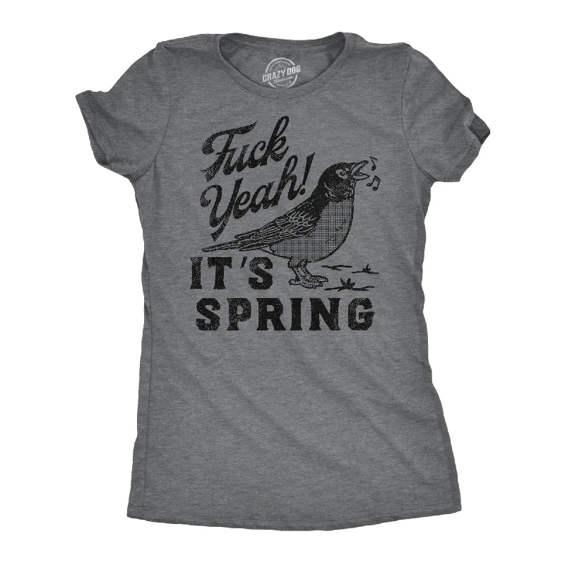 casual women’s pants for warm weather -Womens Funny T Shirts Fuck Yeah Its Spring Sarcastic Graphic Tee For Ladies