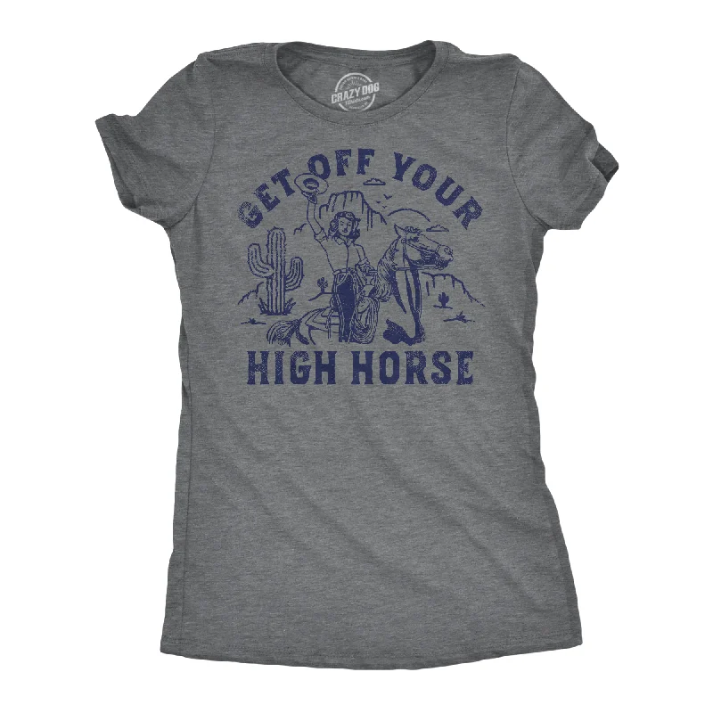 women’s plus size dresses for all occasions -Womens Funny T Shirts Get Off Your High Horse Sarcastic Cowgirl Graphic Tee For Ladies