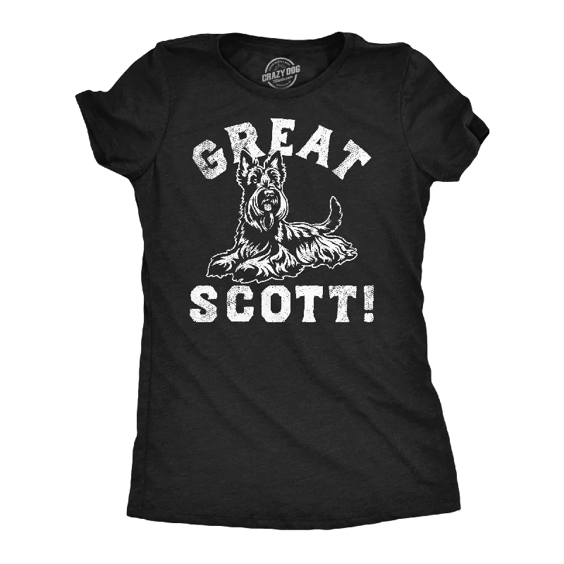 women’s warm coats for winter 2025 -Womens Funny T Shirts Great Scott Sarcastic Puppy Graphic Novelty Tee For Ladies