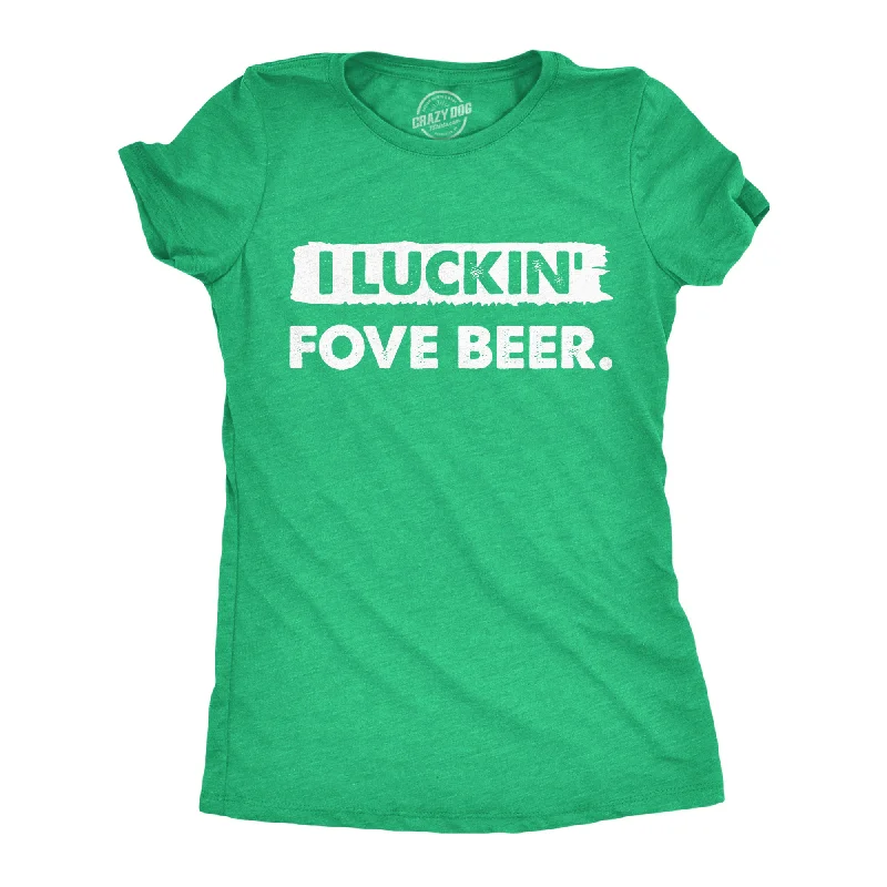 elegant women’s evening dresses for weddings -Womens Funny T Shirts I Luckin Fove Beer St Patricks Day Drinking Tee