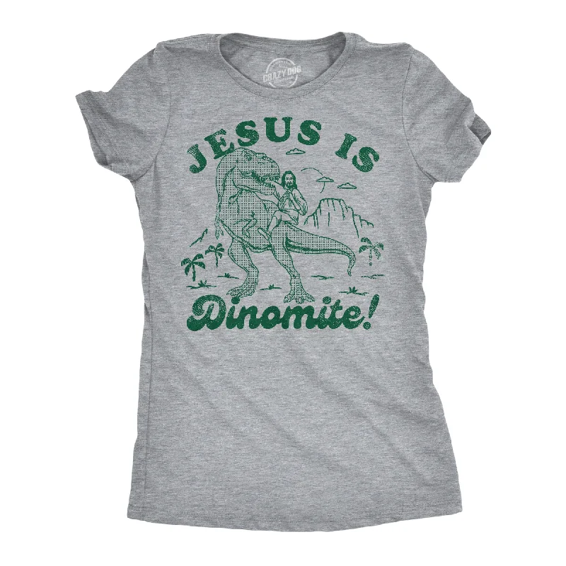 women’s casual jackets for fall and winter -Womens Funny T Shirts Jesus Is Dinomite Funny Christian Graphic Tee For Ladies