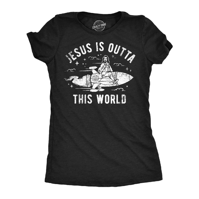 women’s plus size dresses for all occasions -Womens Funny T Shirts Jesus Is Outta This World Sarcastic Easter Tee For Ladies