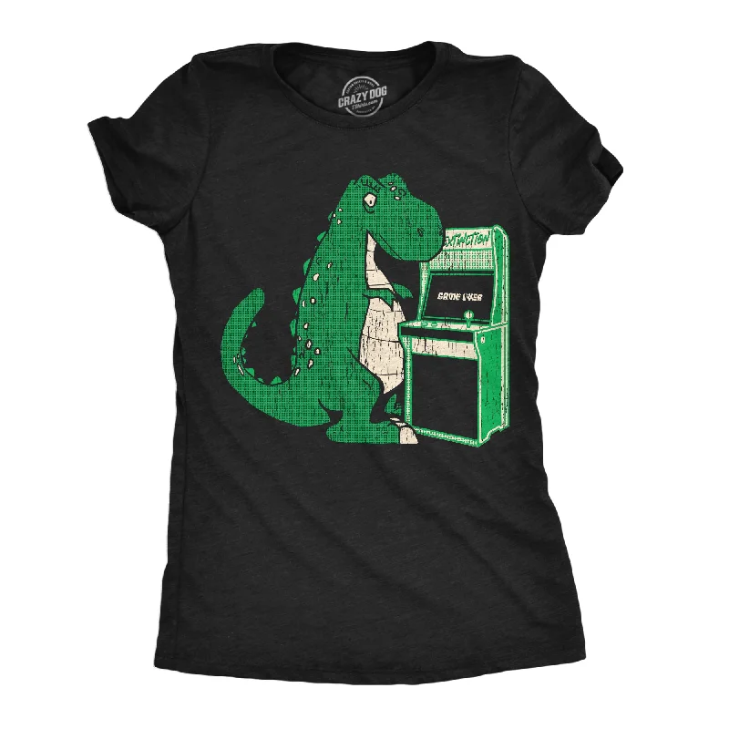 classic women’s cardigans for layering -Womens Game Over T Rex Funny T Shirt Retro Video Game Tee For Ladies