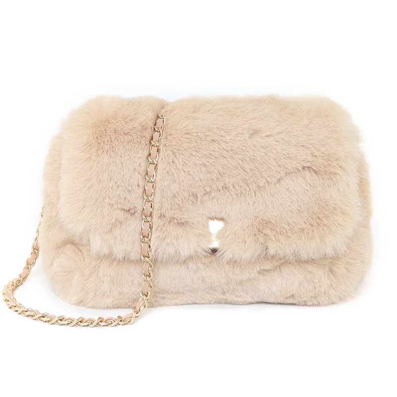 women’s crossbody bags for daily convenience -Accessorize London Women's Faux Leather Cream Maya Faux Fur Sling Bag