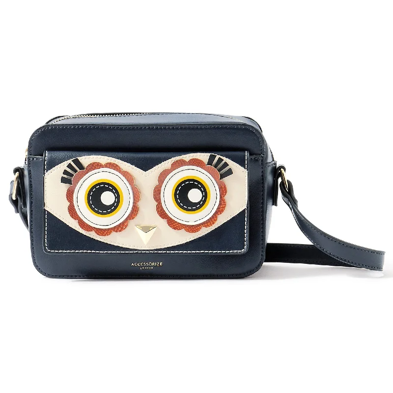 women’s handbags with oversized styles -Accessorize London Women's Faux Leather Navy Owl Xbody