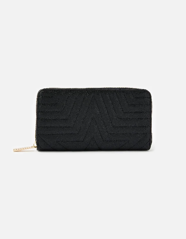 small women’s handbags for minimalists -Accessorize London Women's Star Quilt Black Wallet