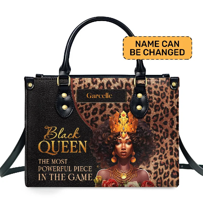 trendy handbags for young women -Black Queen is Powerful - Personalized Leather Handbag MB24