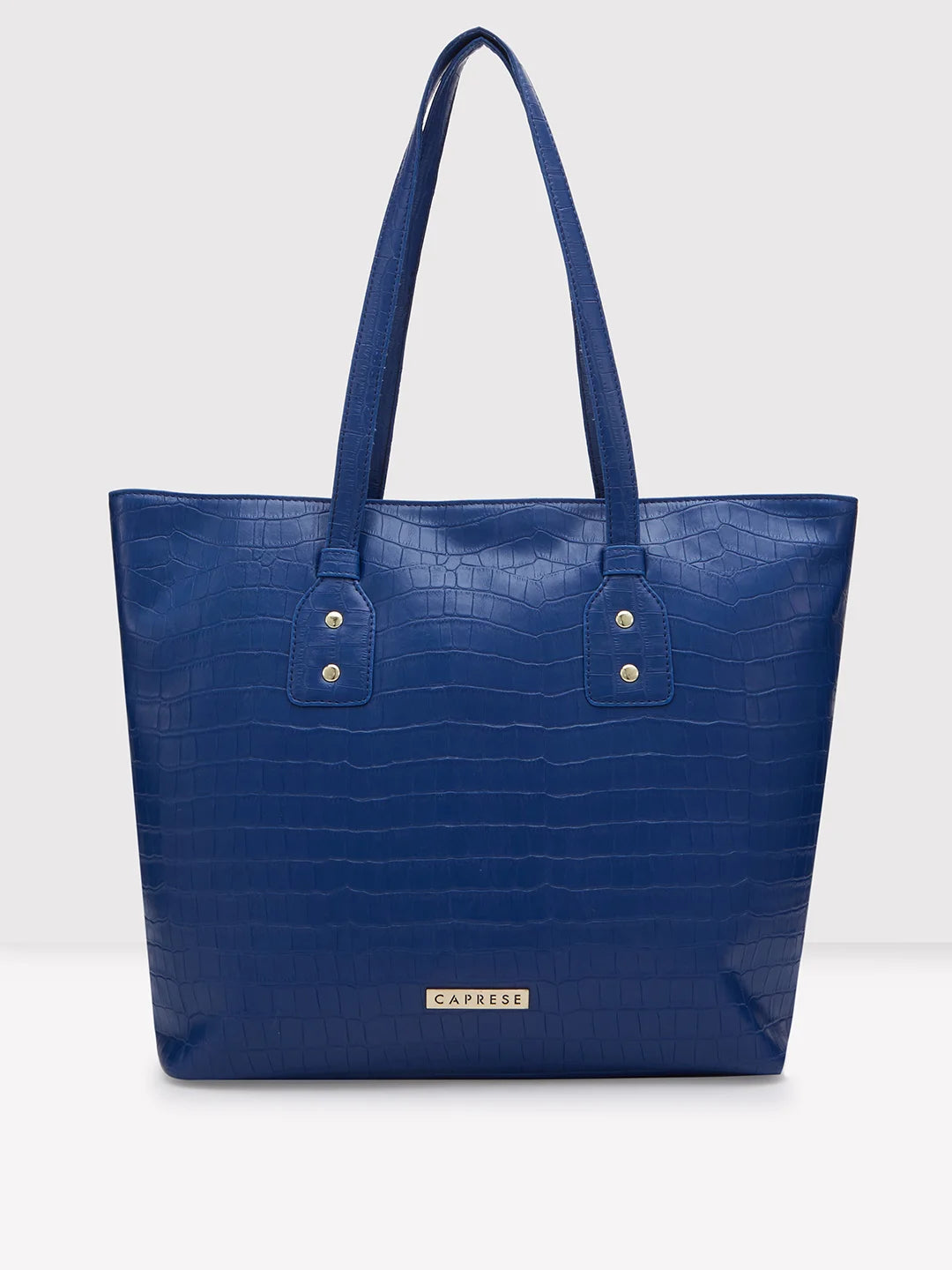 stylish handbags for women on a budget -Caprese Westwood Croco Tote Medium Navy