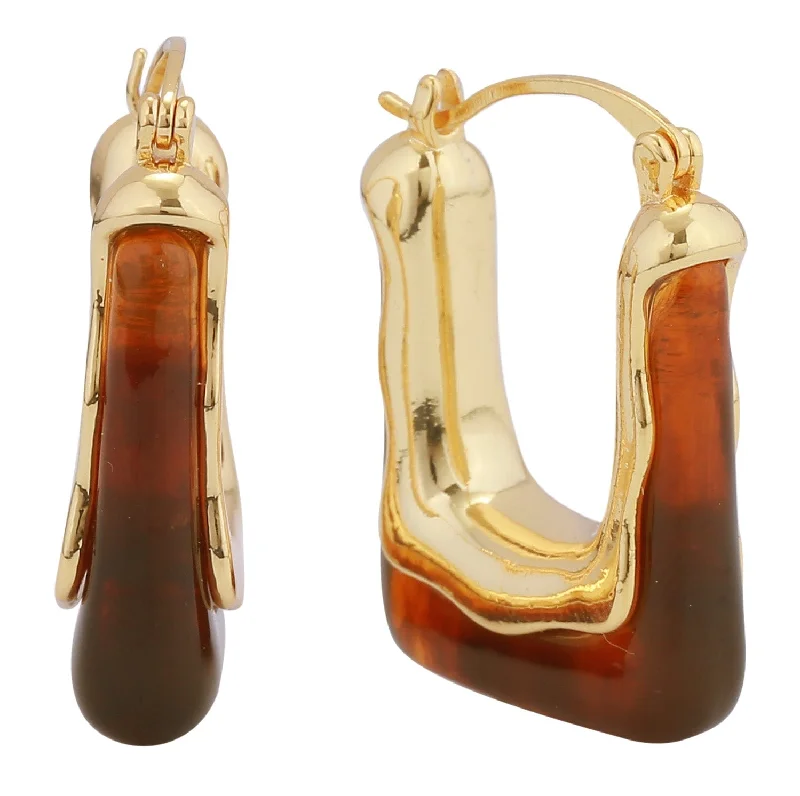 women’s handbags with gold accents -DJE311051 14K Angled Resin Pincatch Earrings