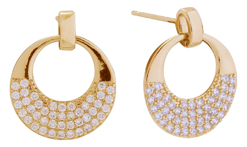 trendy handbags for young women -DJE311063 14K Half Pave Post Earrings