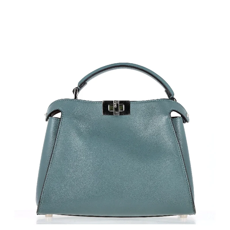 women’s bags with color blocking design -Fendi Peekaboo Handbag in Blue Leather