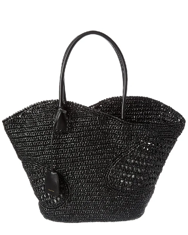 leather shoulder bags for women with comfort -Ferragamo Woven & Leather Tote