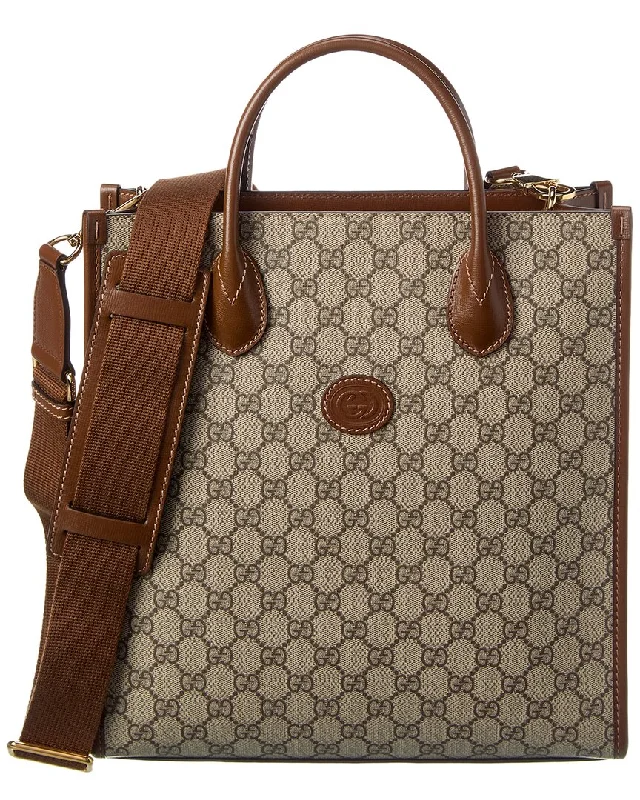 women’s handbags with hidden pockets -Gucci Interlocking G Small GG Supreme Canvas & Leather Tote