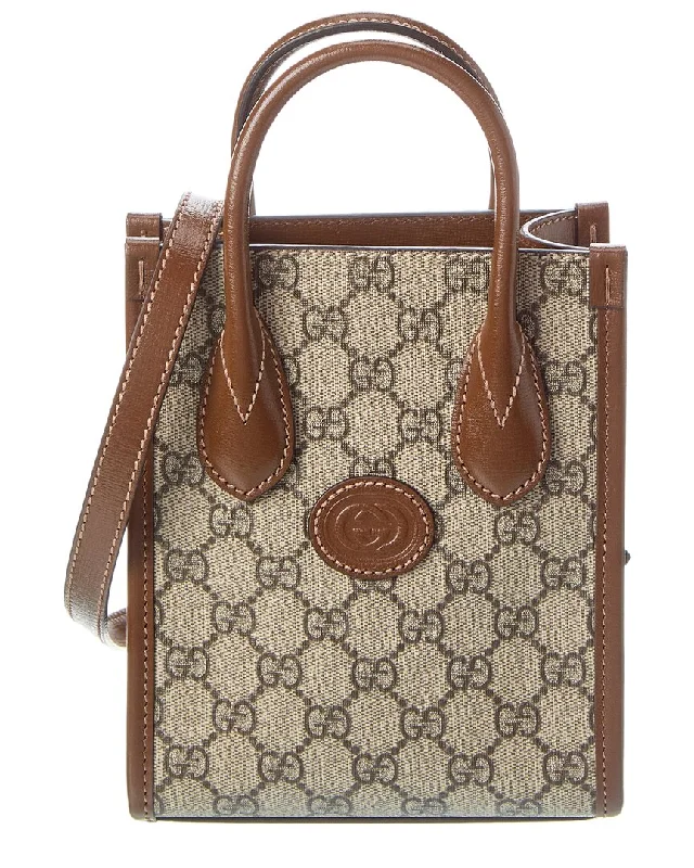 women’s handbag with adjustable straps -Gucci Mini GG Supreme Canvas & Leather Tote