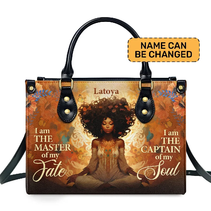 women’s structured handbags for professional look -I Am The Master Of My Fate - Personalized Leather Handbag STB56