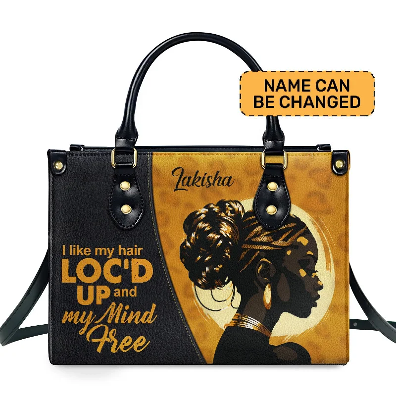 women’s handbag with adjustable straps -I Like My Hair Loc'd Up - Personalized Leather Handbag STB39