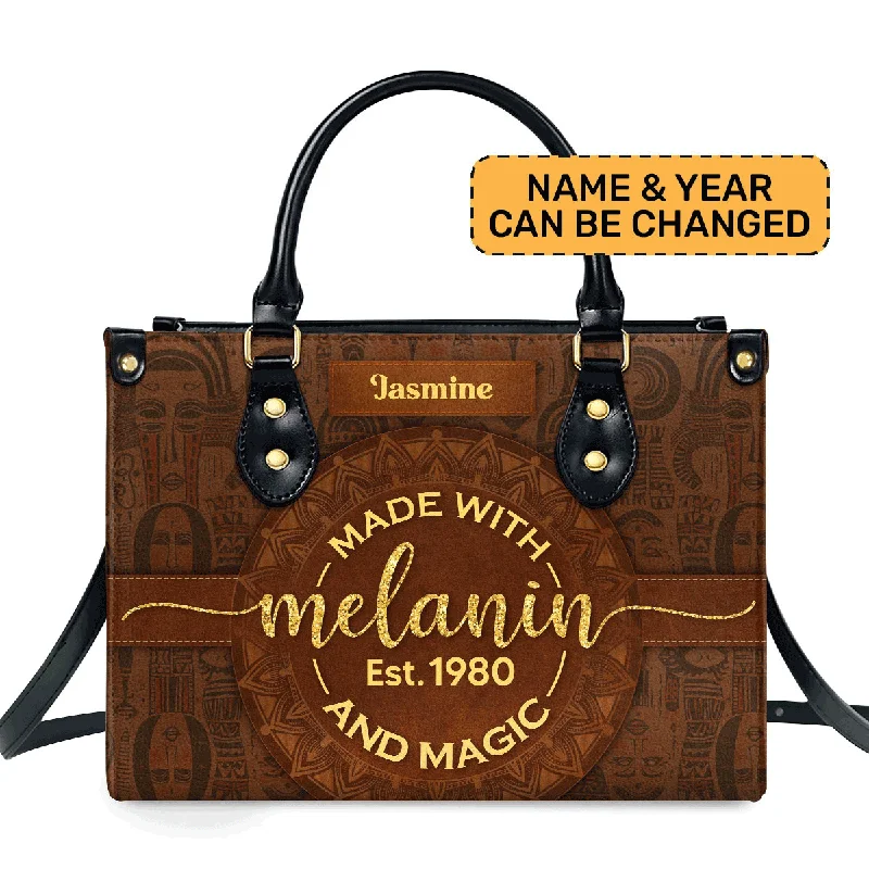 women’s fashionable handbags for all seasons -Melanin And Magic - Personalized Leather Handbag STB53