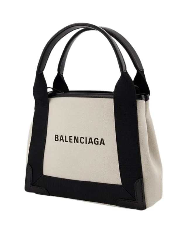 women’s bags with minimalist designs -Navy Cabas S Bag - Balenciaga -  Natural/ Black - Canva