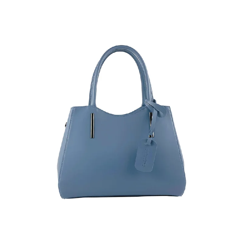 women’s handbags with reversible designs -Renato Borzatta Leather Double Strap Shoulder Bag Air Force Blue