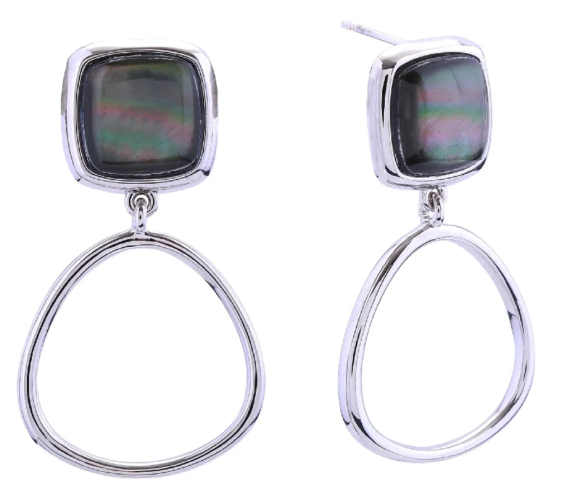 stylish everyday bags for women on the go -SJE310959 14K Dangle Hoop Button Post Earrings