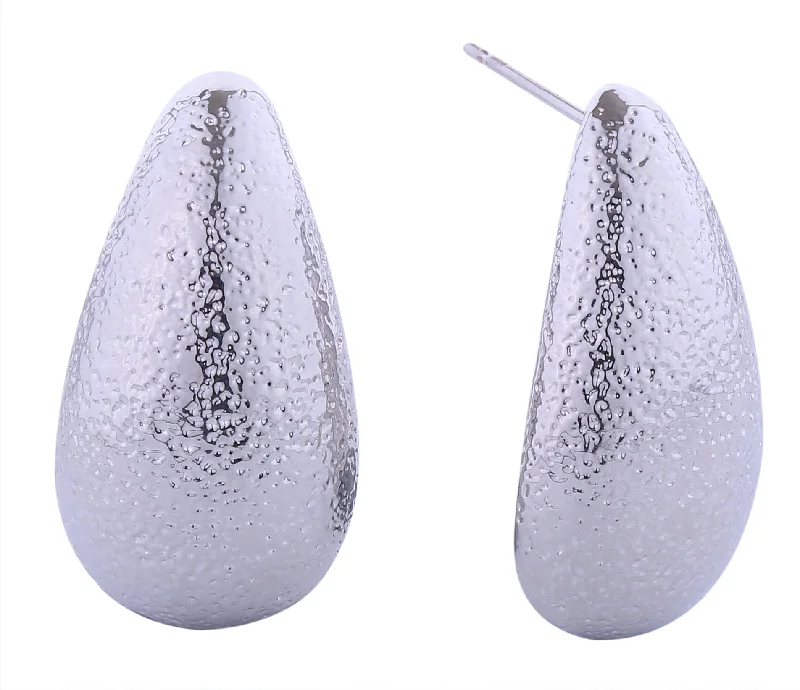 women’s handbags with chic details for parties -SJE310982 14K Glitter Texture Teardrop Post Earrings