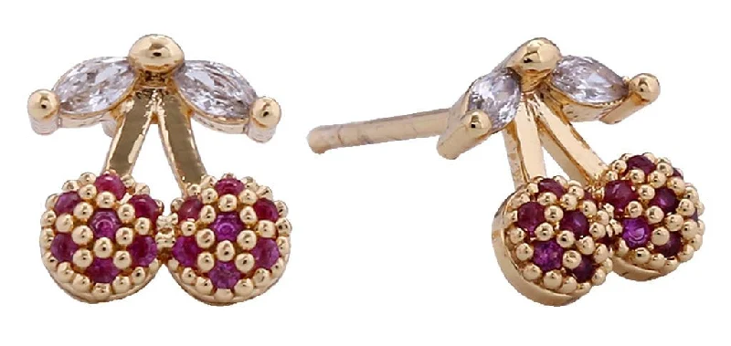 women’s handbags with gold accents -SJE311121 14K Rosie Cherry Post Earrings