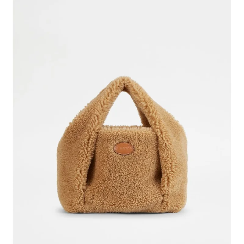 affordable luxury handbags for women -Tod's Shirt Shopping Bag in Sheepskin Mini