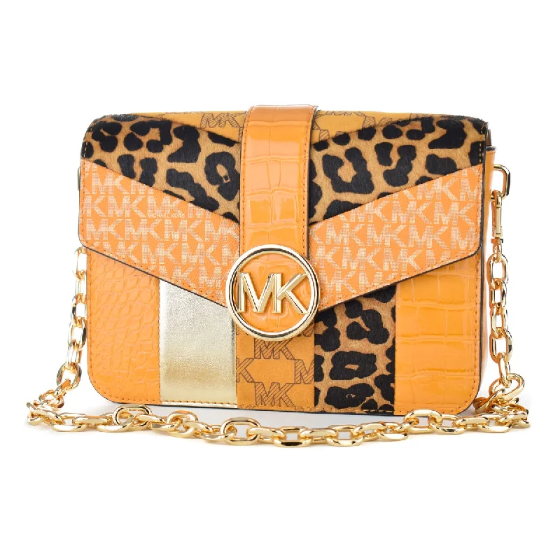 women’s stylish handbags for everyday fashion -Michael Kors Chain Shoulder Bag Yello Multi Animal