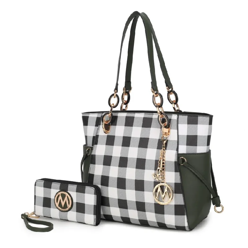 practical women’s handbags for all occasions -Yale Checkered Tote Handbag with Wallet