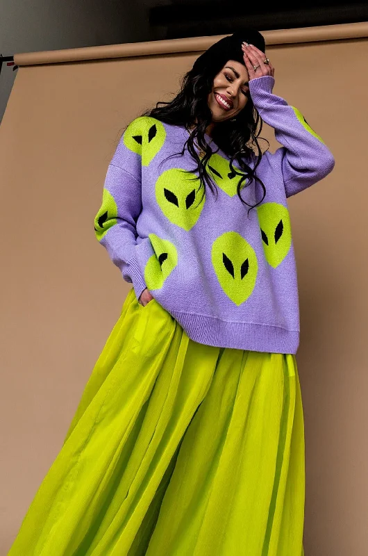 women’s business attire for professional meetings -Too Cool For You Oversized Alien Knit in Lavender