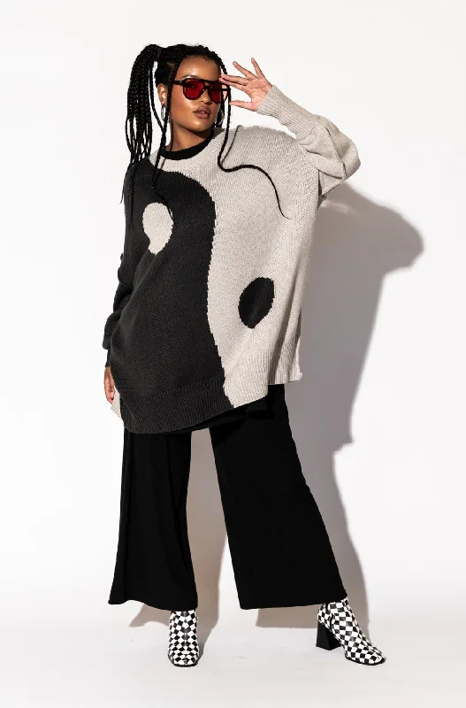 women’s high heels for office wear -Yin Yang Gang Oversized Knit in Shades of Grey