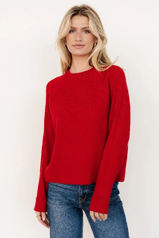 trendy women’s sweaters for winter fashion -Helena Knit Sweater | Red