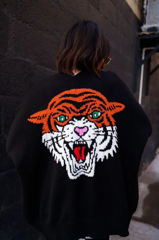 women’s off-the-shoulder tops for casual wear -Hear Me Roar Oversized Tiger Cardigan *RESTOCKED*