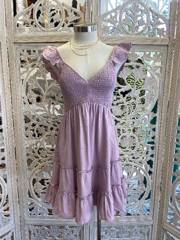 best women’s casual dresses for everyday wear -Lavender Eyelet Sleeve Dress