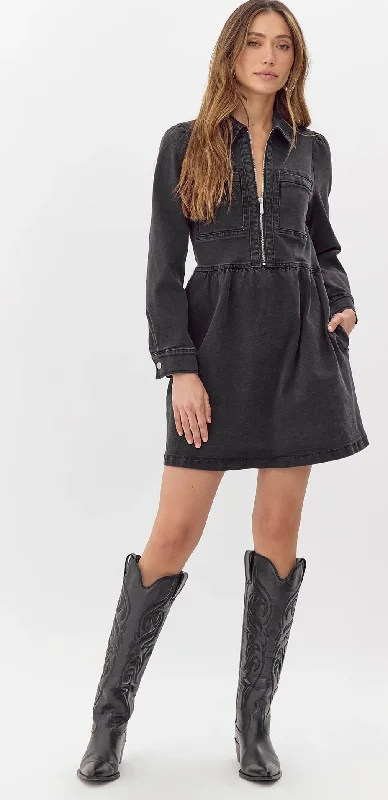 affordable women’s coats for winter fashion -Lia Denim Zip Dress