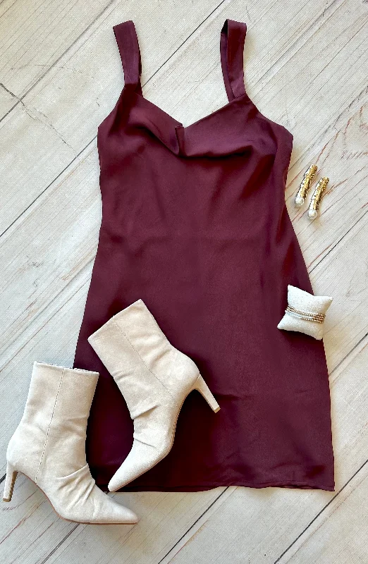 stylish women’s dresses for weekend wear -Mindy Dress in Deep Burgundy