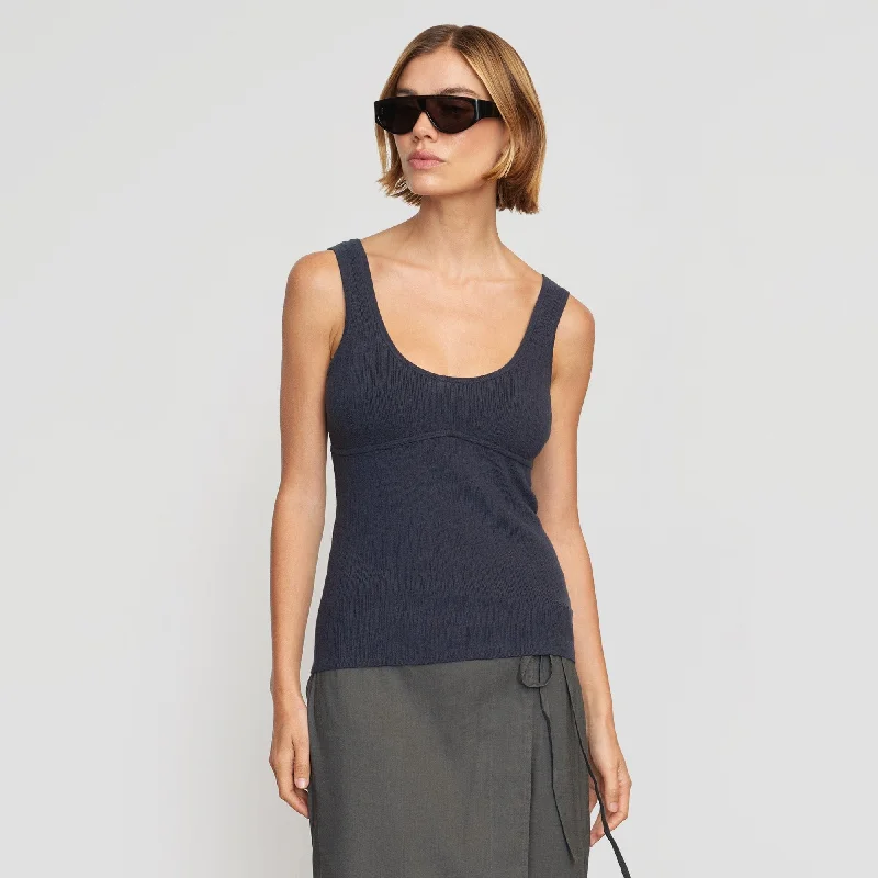 trendy women’s sweaters for winter fashion -Aida Contour Sweater Tank | Dusty Navy