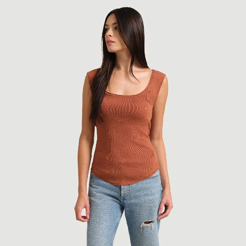 affordable women’s scarves for cold weather -Alexis Keyhole-Back Sweater Tank | Burnt Sienna