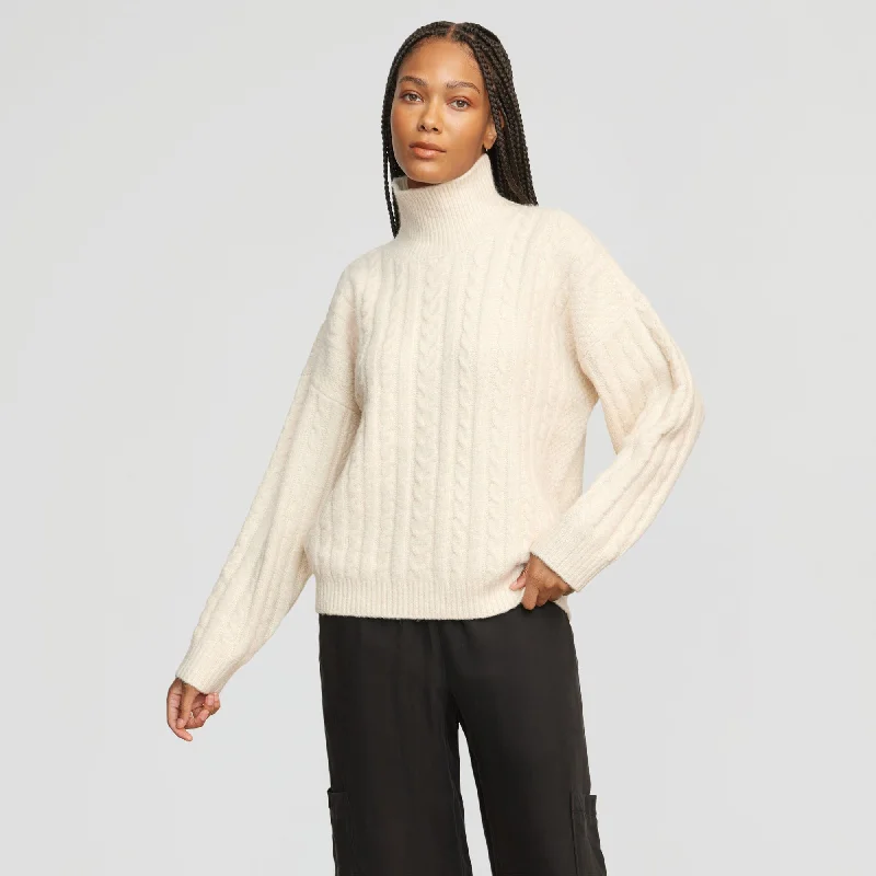 women’s workout wear for comfortable fitness -Liam Chunky Cable Knit Sweater | Oatmeal